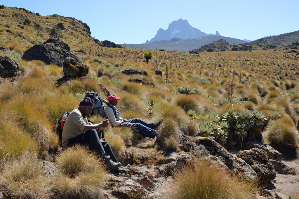 mount kenya, hikers, mountain